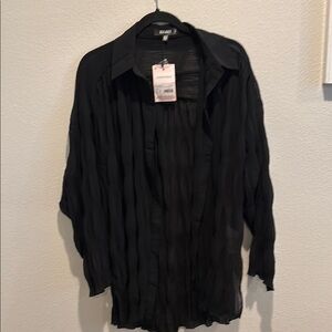 Missguided oversized Black Blouse with Classic Collar